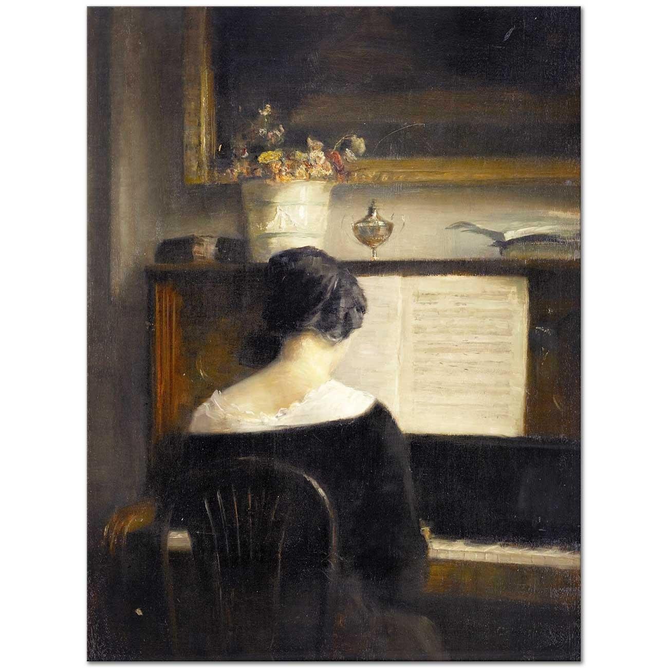 Interior with Lady at the Piano by Carl Vilhelm Holsoe