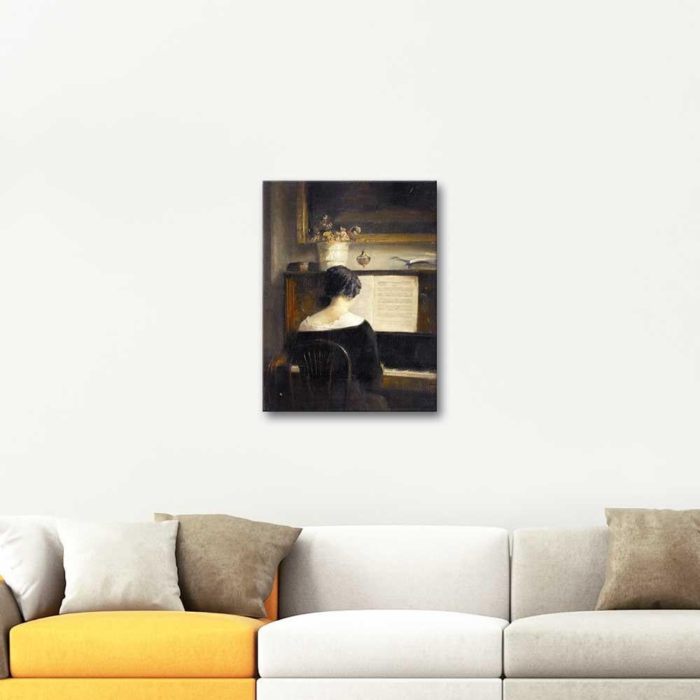 Carl Vilhelm Holsoe Interior with Lady at the Piano Art Print