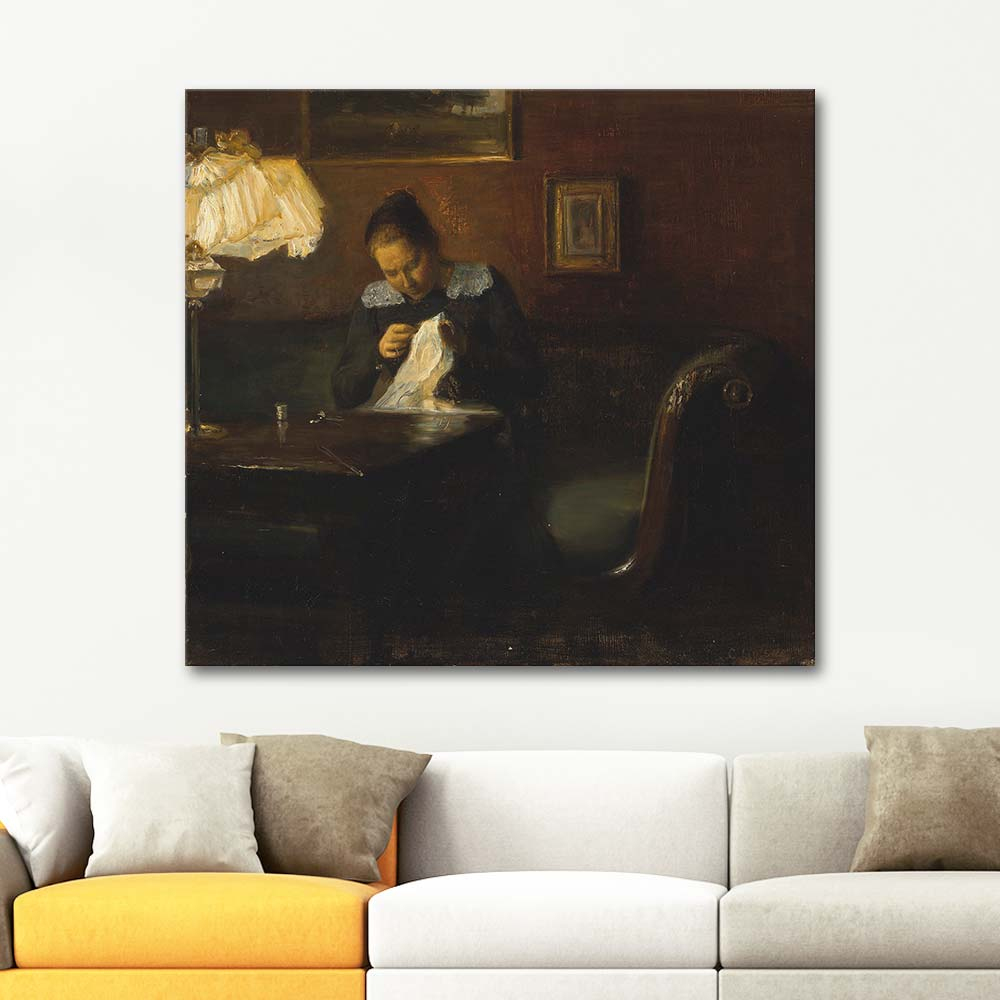 Carl Vilhelm Holsoe Sewing Art Print