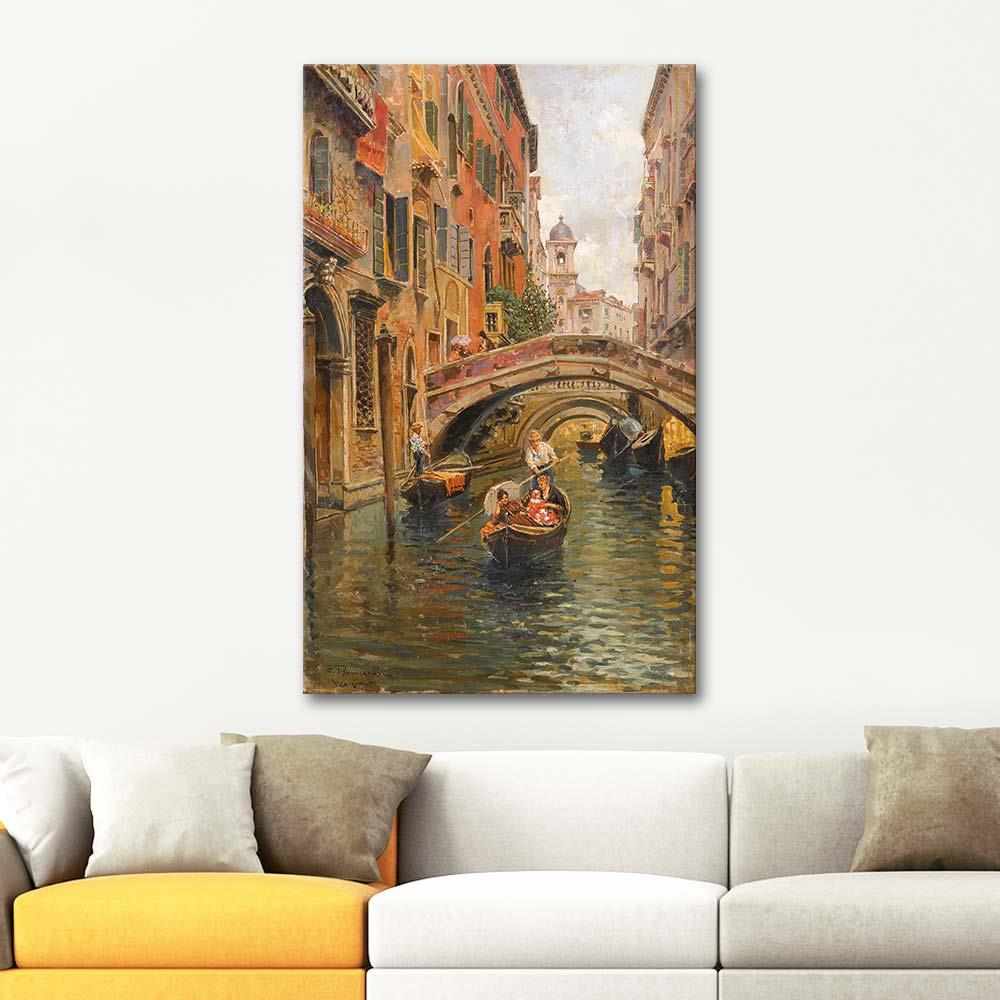 Carlo Brancaccio Kanal Manzarası Venedik Kanvas Tablo