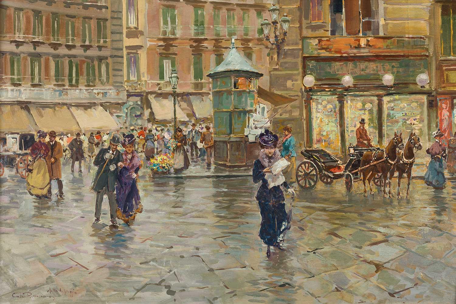 Carlo Brancaccio Yağmurlu Bir Gün Napoli Kanvas Tablo
