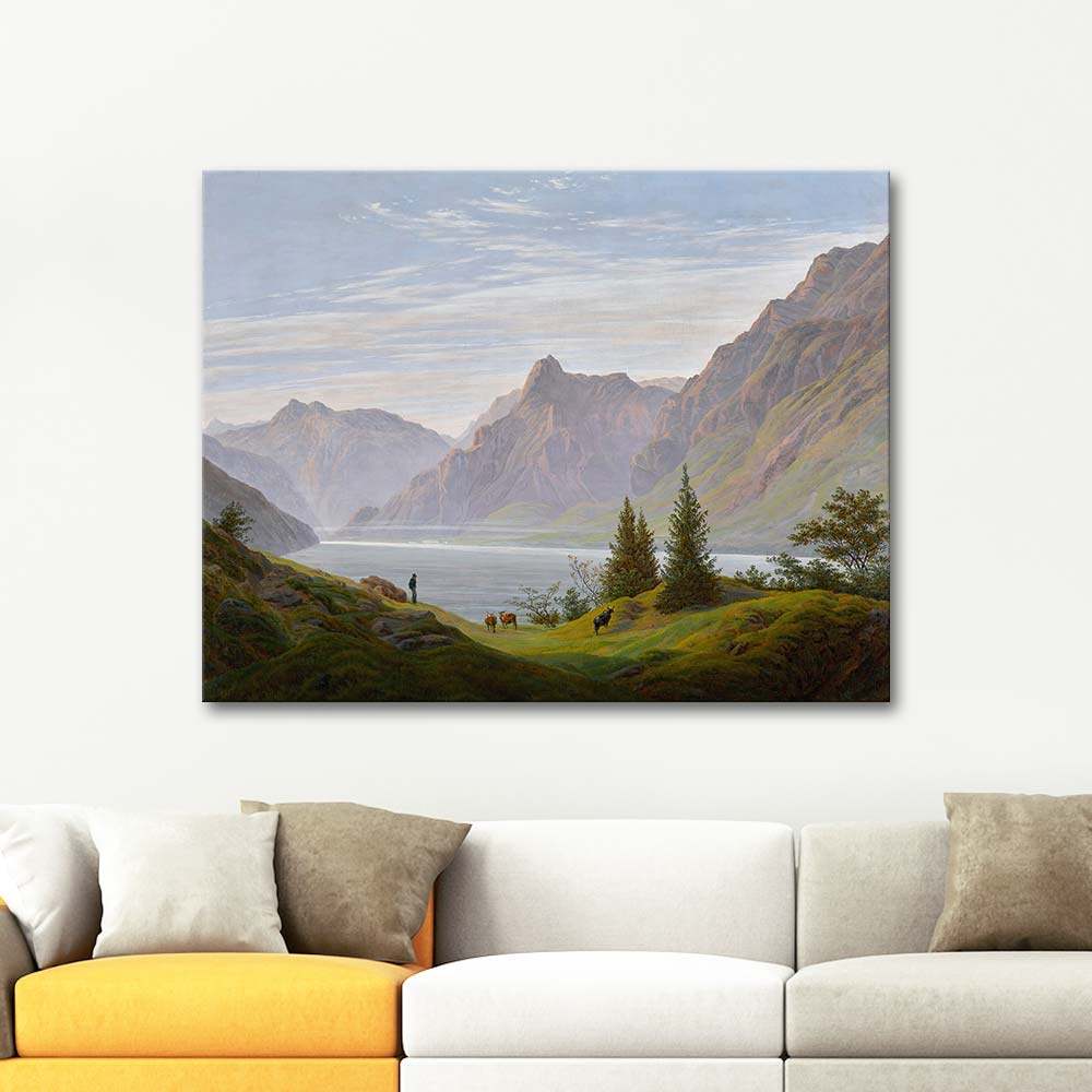 Caspar David Friedrich Landscape With Mountain Lake Art Print