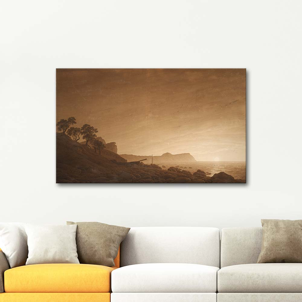 Caspar David Friedrich View Of Arkona With Rising Moon Art Print