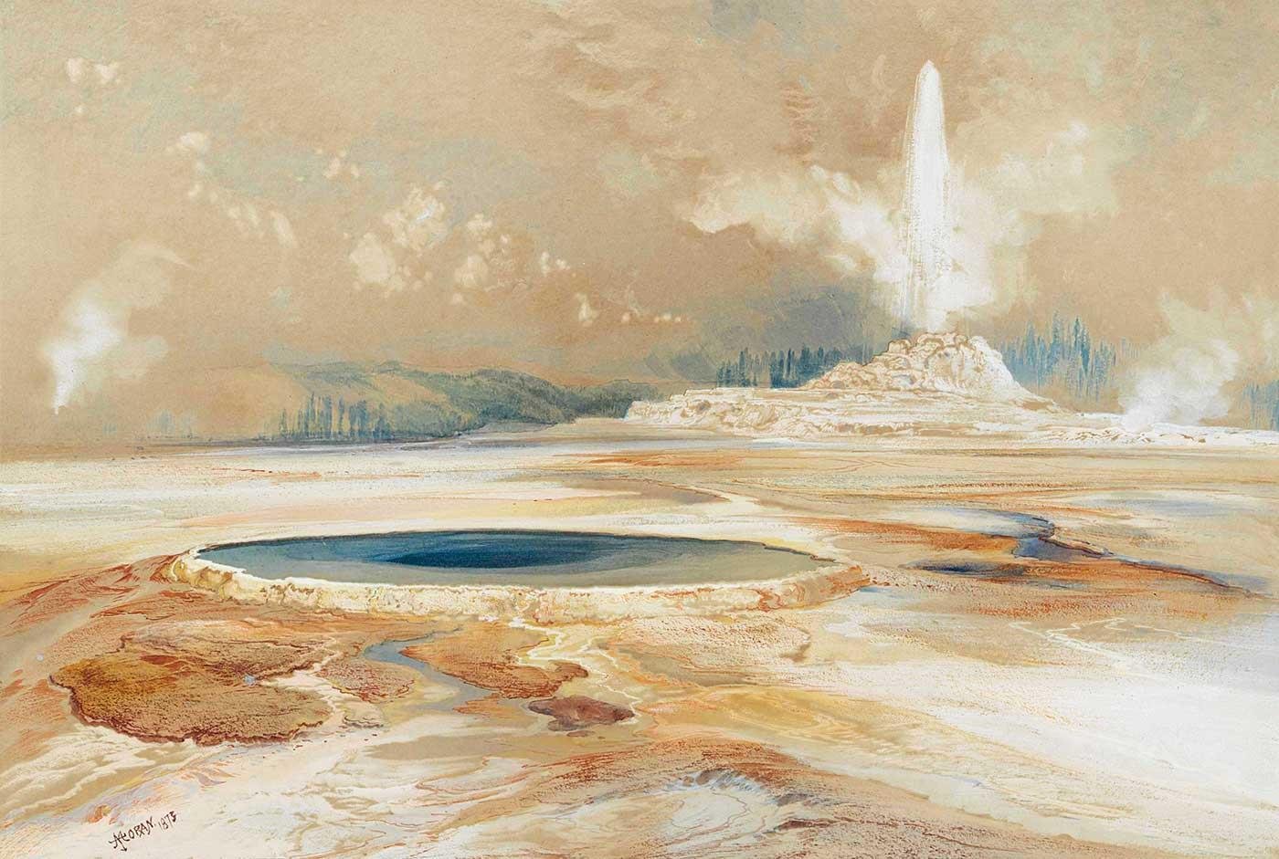Thomas Moran Castle Gayzeri Yellowstone Kanvas Tablo