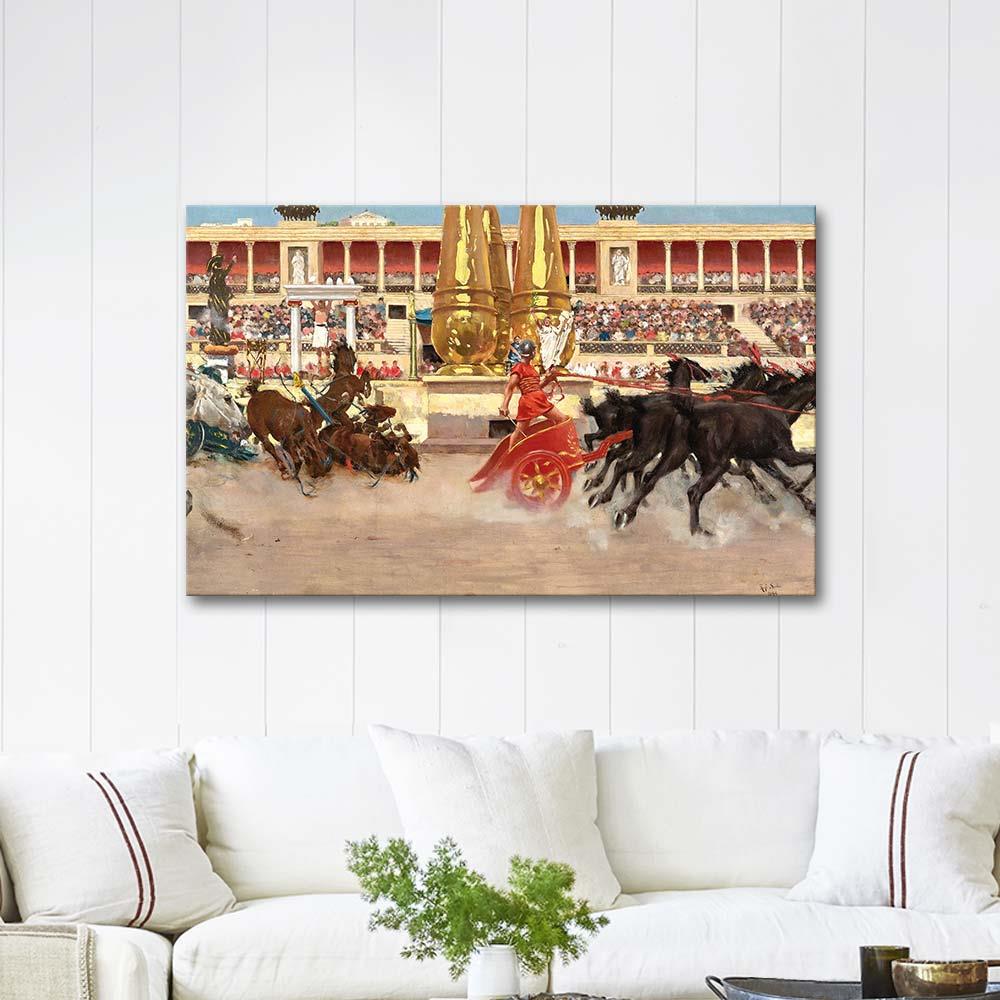 Chariot Race in the Circus by Raffaello Sorbi as Art Print
