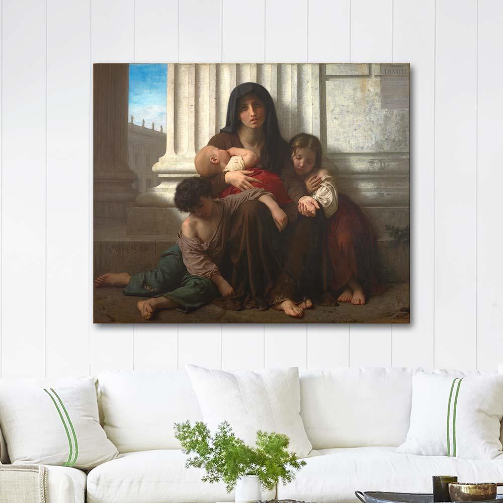 William Adolphe Bouguereau Hayırseverlik (Yoksul Aile) Kanvas Tablo