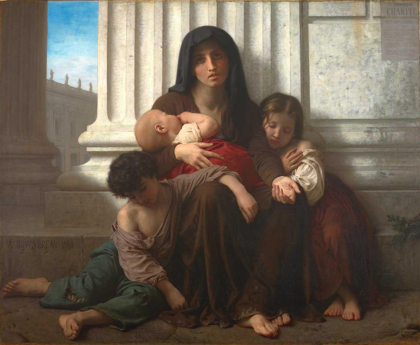 William Adolphe Bouguereau Hayırseverlik (Yoksul Aile) Kanvas Tablo