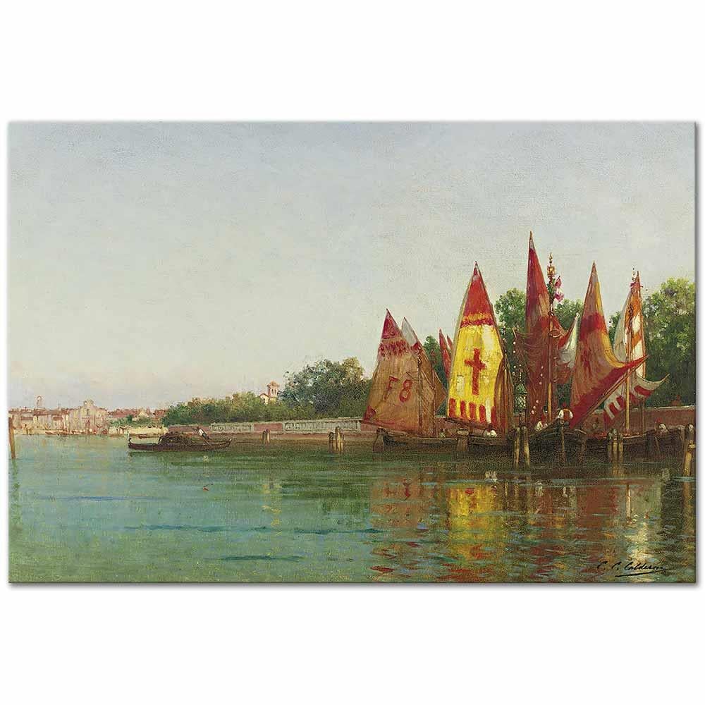Charles Clement Calderon Venedik'te Yelkenliler Kanvas Tablo