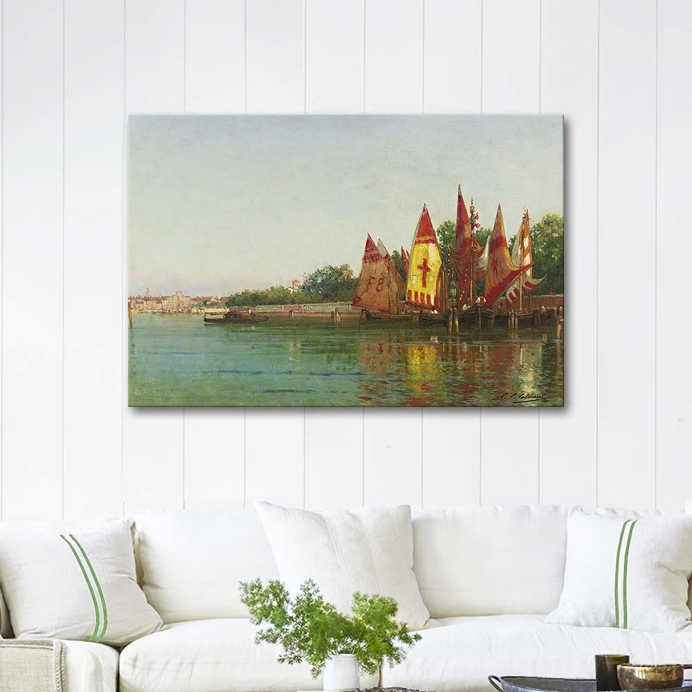 Charles Clement Calderon Sailboats In Venice Art Print