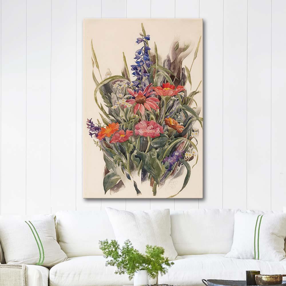Charles Demuth Zinnias, Larkspur and Daisies Art Print