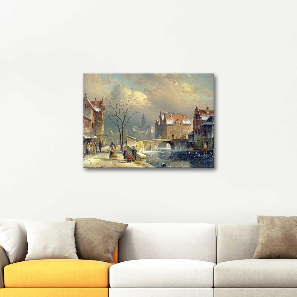 Charles Leickert Figures on the Snow Art Print