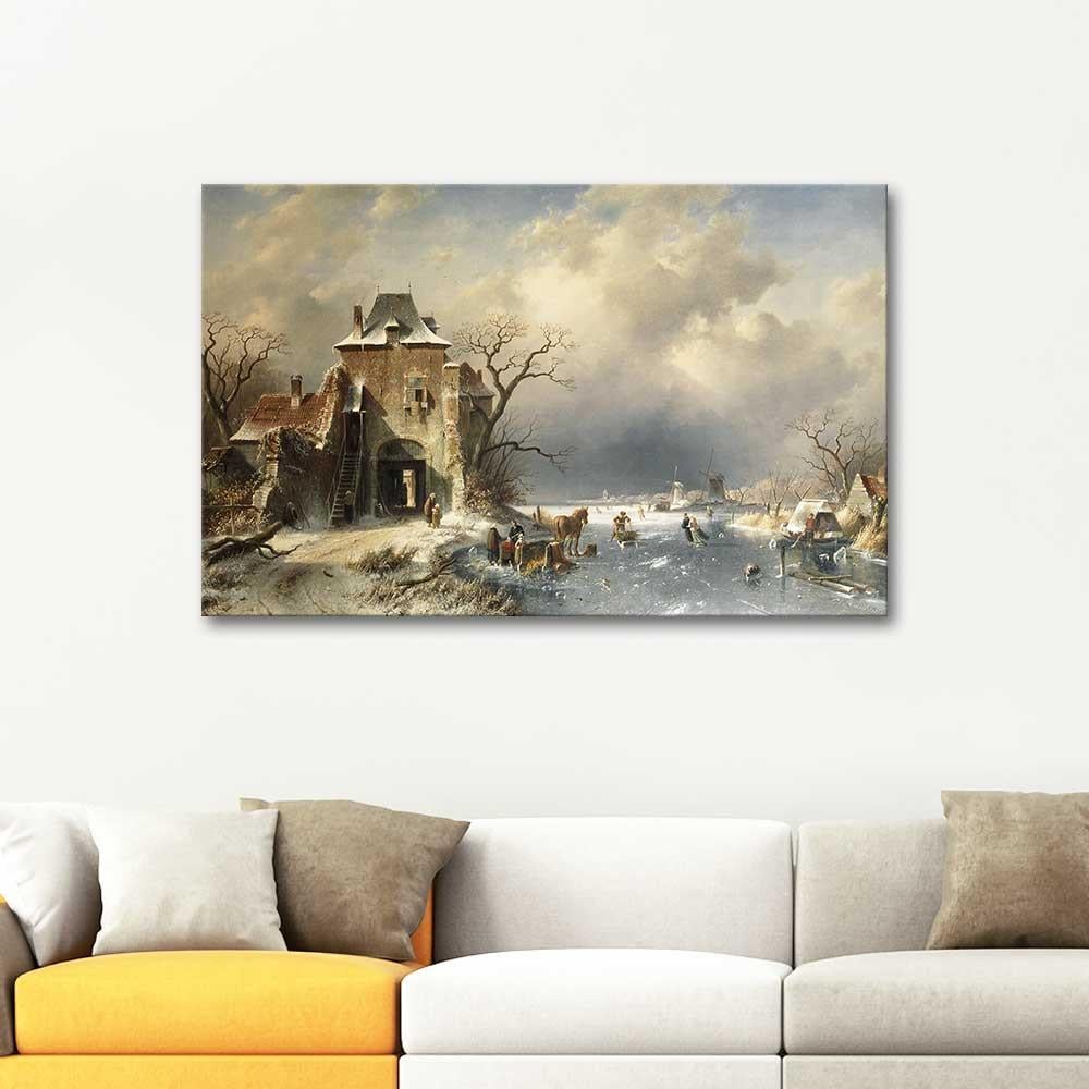 Charles Leickert Winter Scene with Figures Art Print