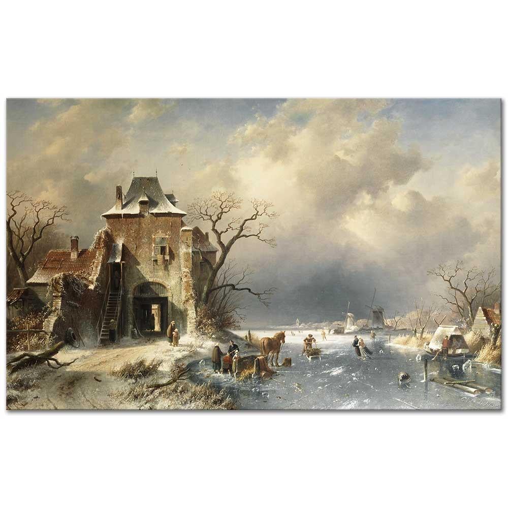 Winter Scene with Figures by Charles Leickert
