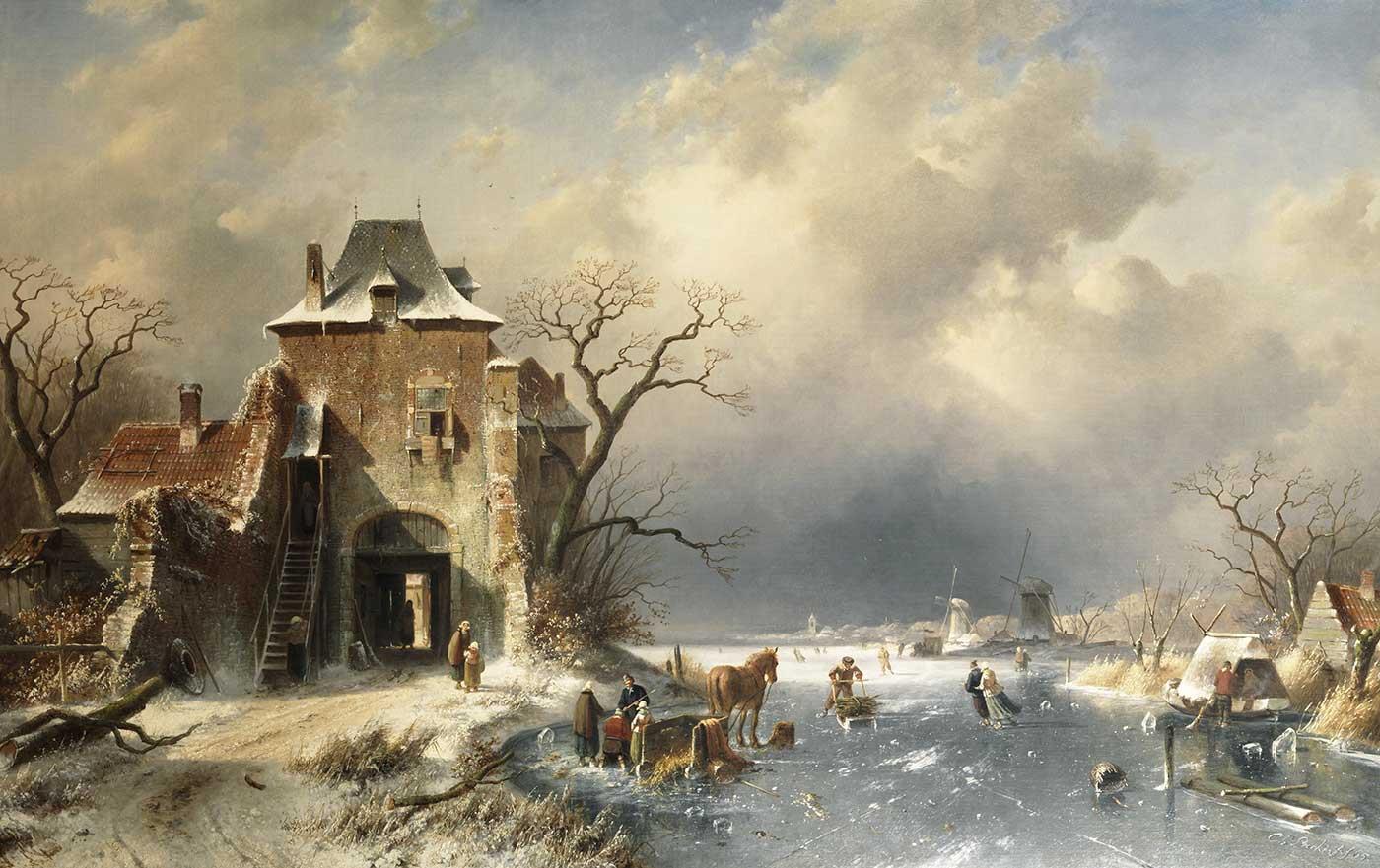 Winter Scene with Figures by Charles Leickert