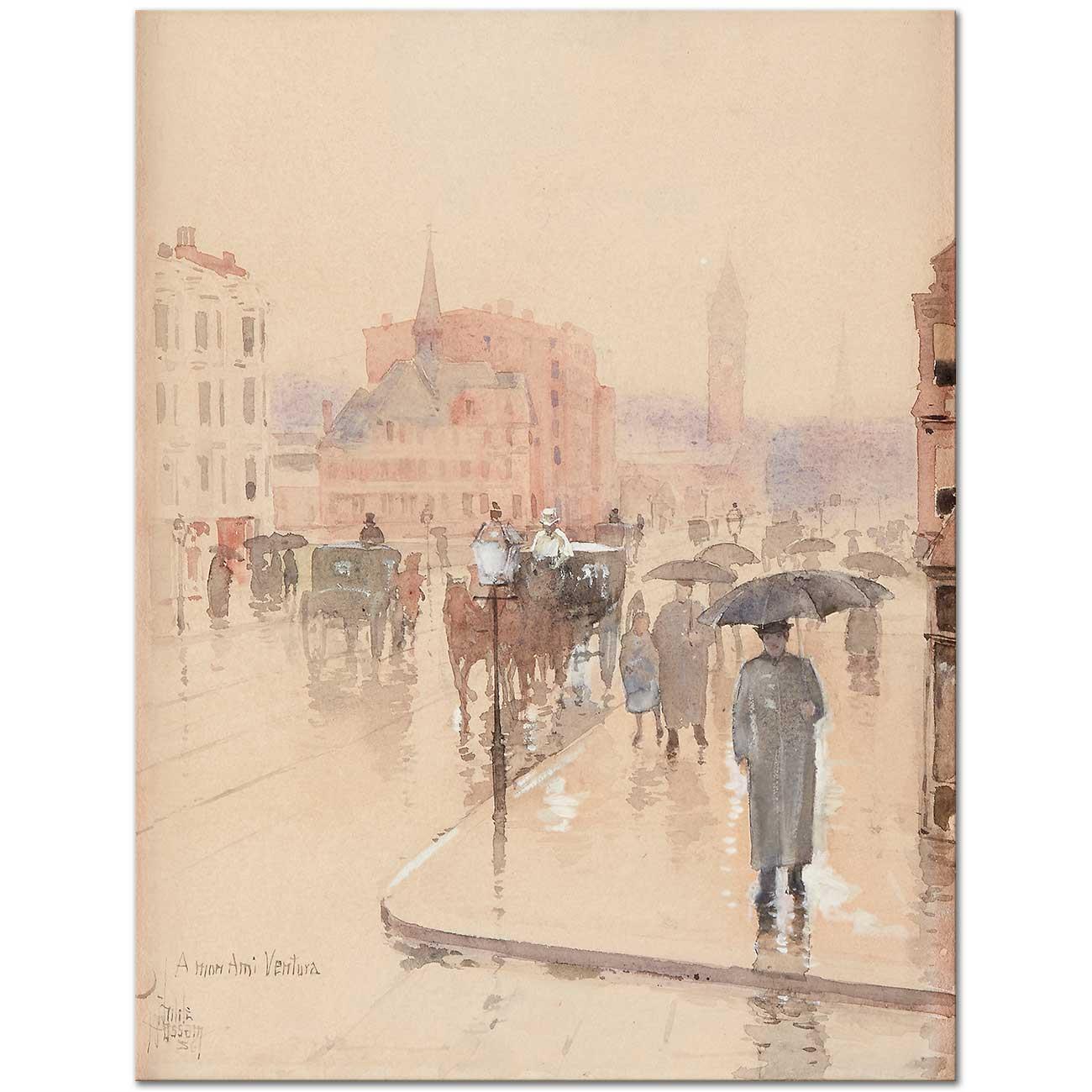 Rainy Day Columbus Avenue Boston by Childe Hassam