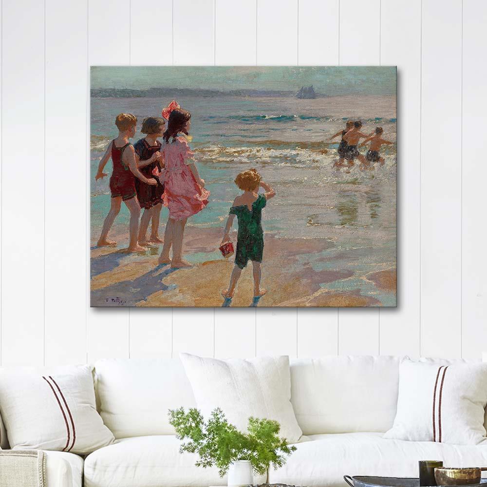 Children at the Shore by Edward Henry Potthast as Art Print