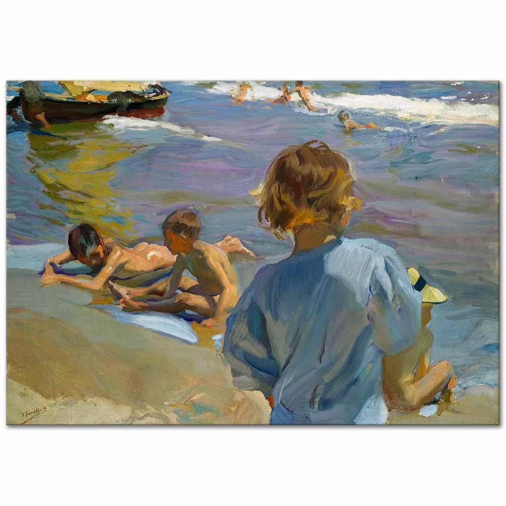 Children On The Beach, Valencia by Joaquin Sorolla as Art Print