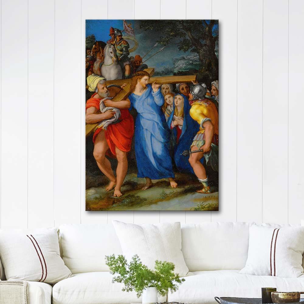 Christ Carrying the Cross by Alessandro Allori as Art Print