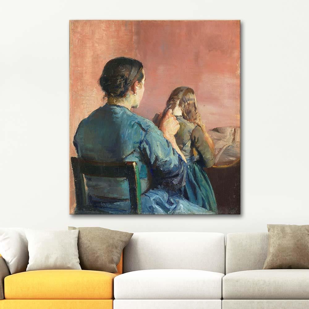 Christian Krohg Braiding her Hair Art Print