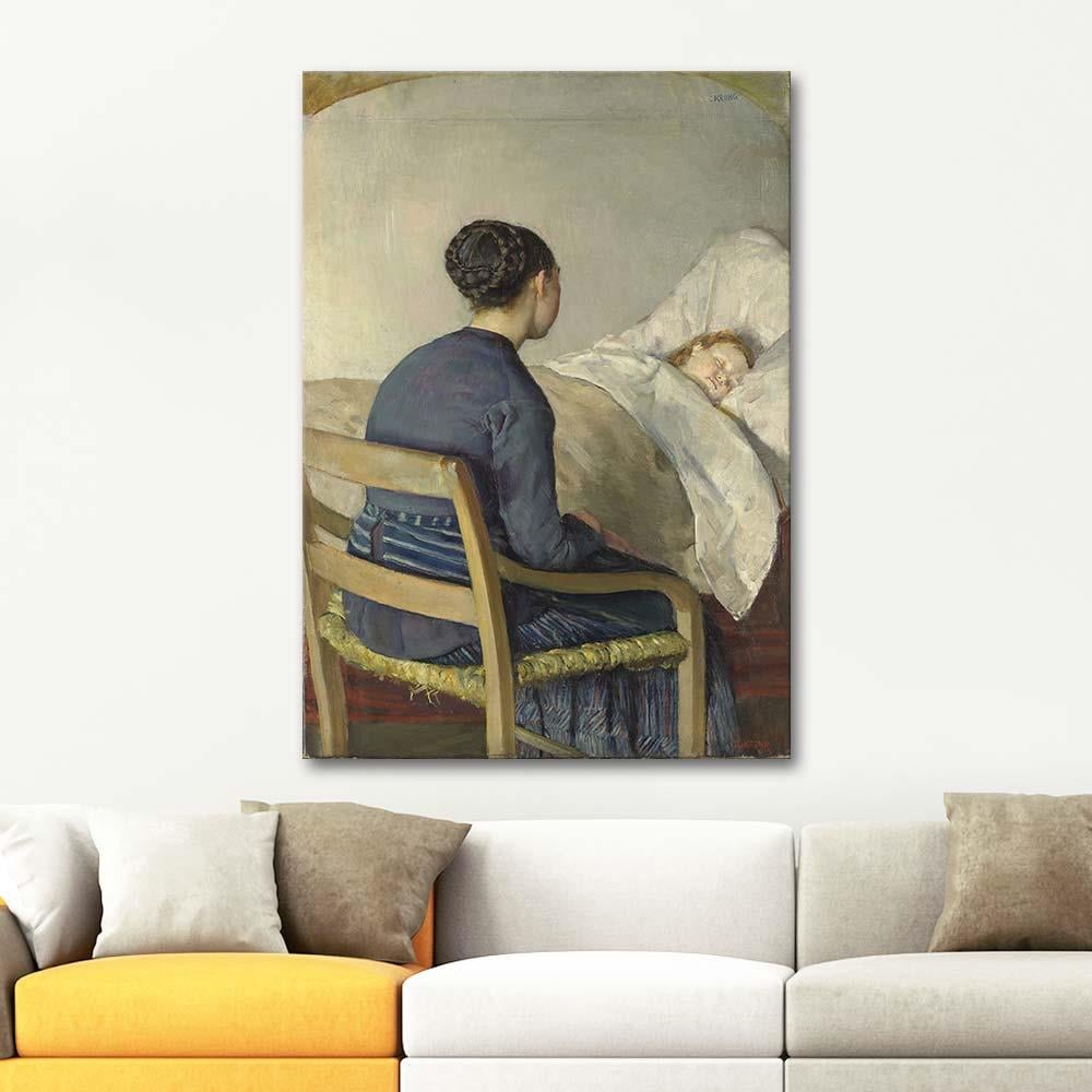 Christian Krohg Mother At Her Child's Bed Art Print