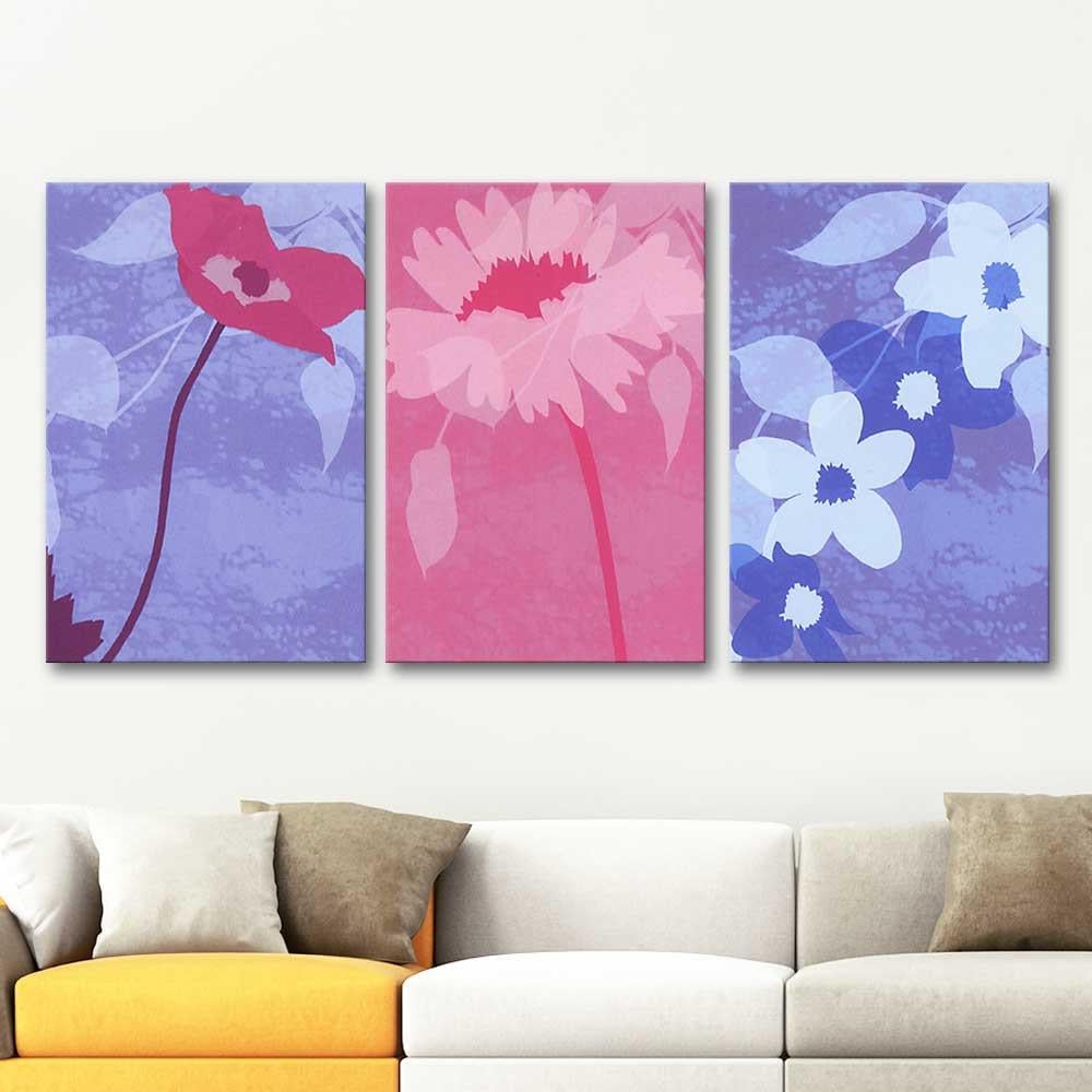 Çiçek Demeti 3 lü Set Kanvas Tablo