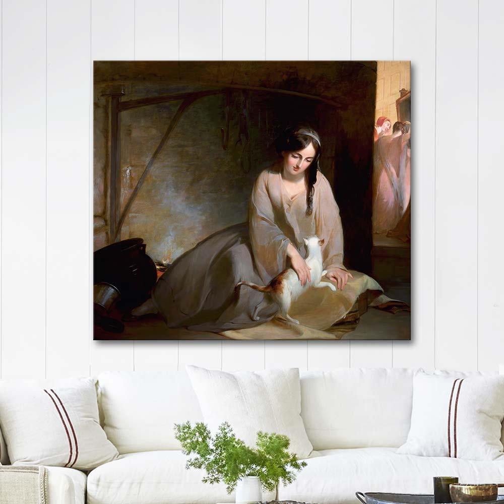 Cinderella at the Kitchen Fire by Thomas Sully as Art Print