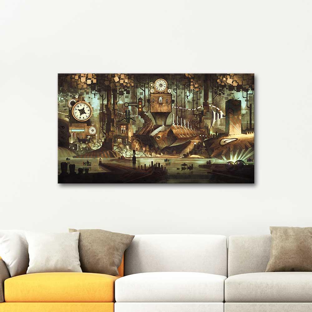 Şehir Manzarası Steampunk Kanvas Tablo