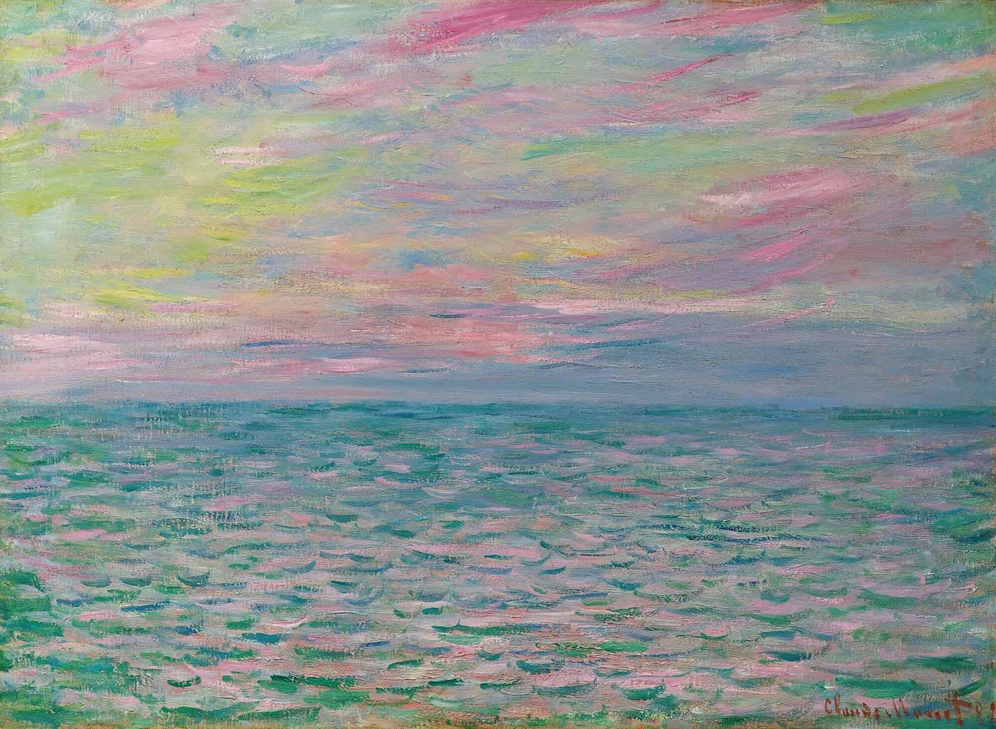 Claude Monet Pourville'de Gün Batımı, Açık Deniz Kanvas Tablo