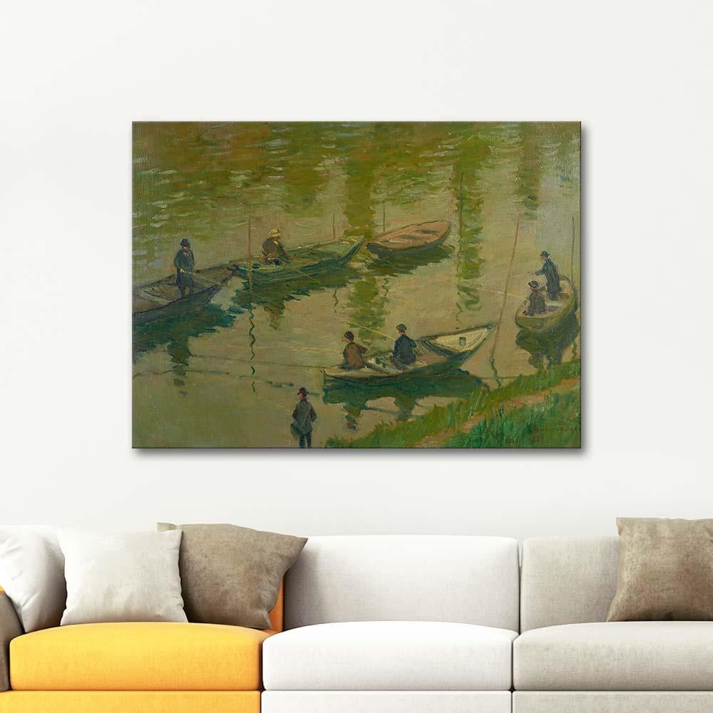Claude Monet Seine Kıyısında Balıkçılar Poissy Kanvas Tablo