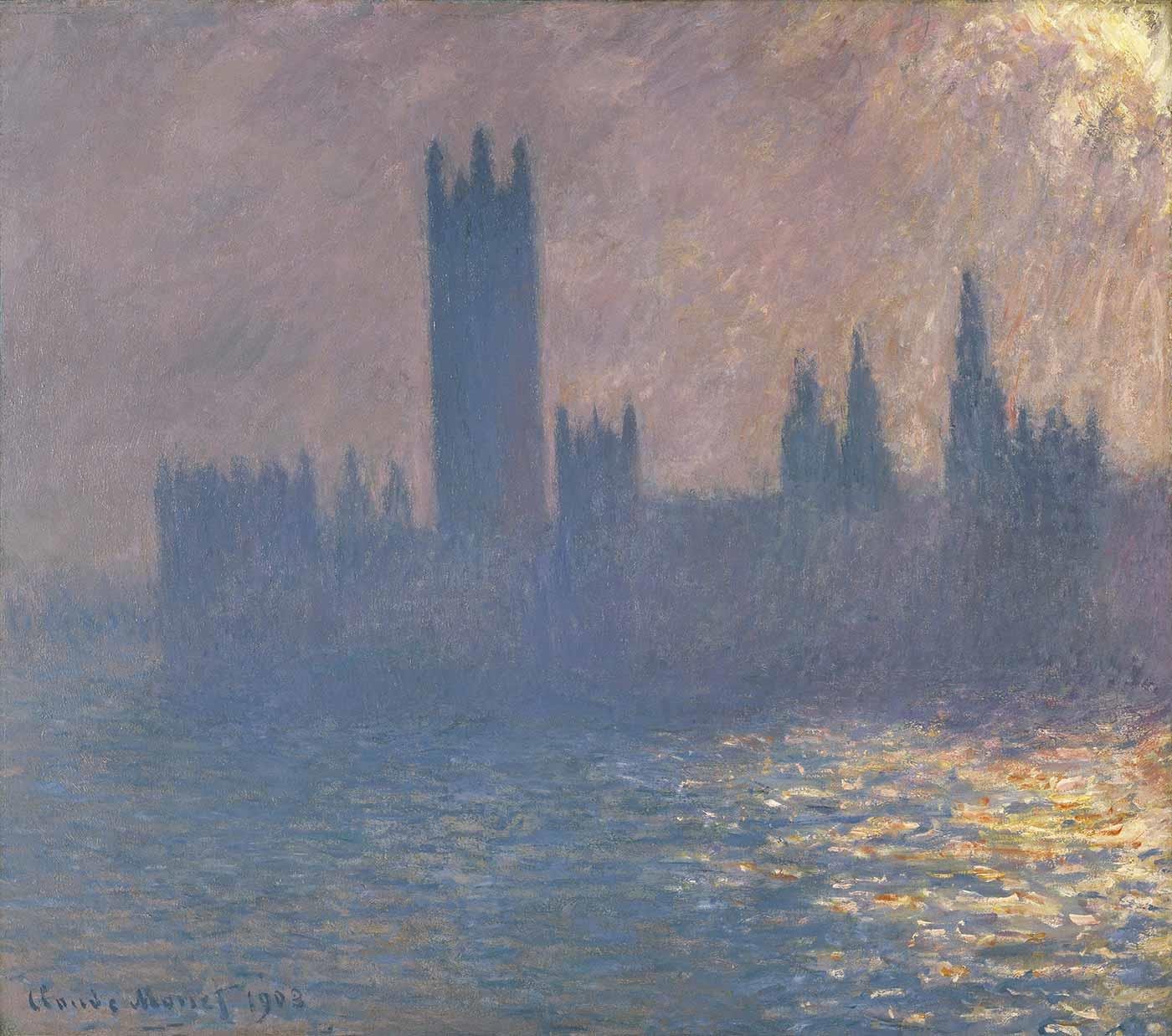 Claude Monet Gün Batımında Parlemento Binası Kanvas Tablo