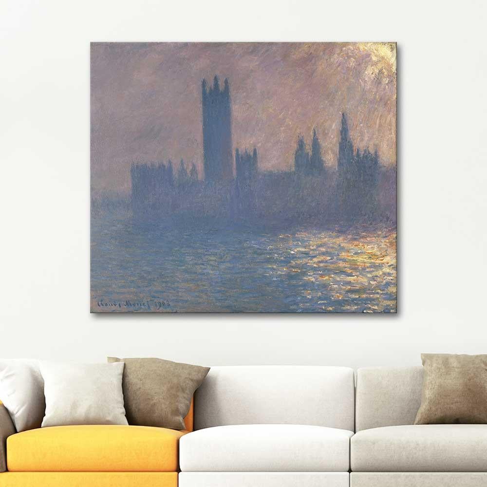 Claude Monet Gün Batımında Parlemento Binası Kanvas Tablo