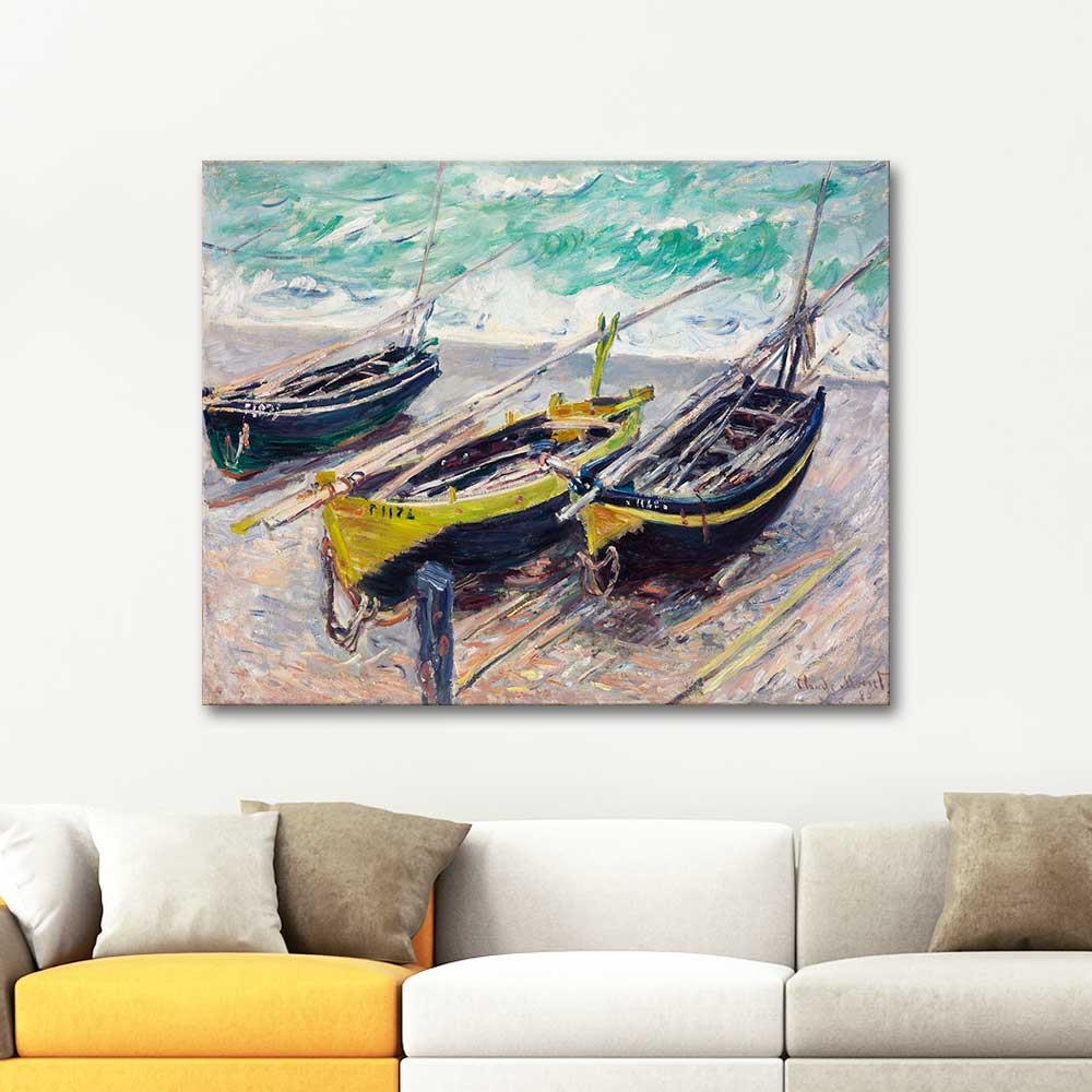 Claude Monet Üç Balıkçı Teknesi Kanvas Tablo