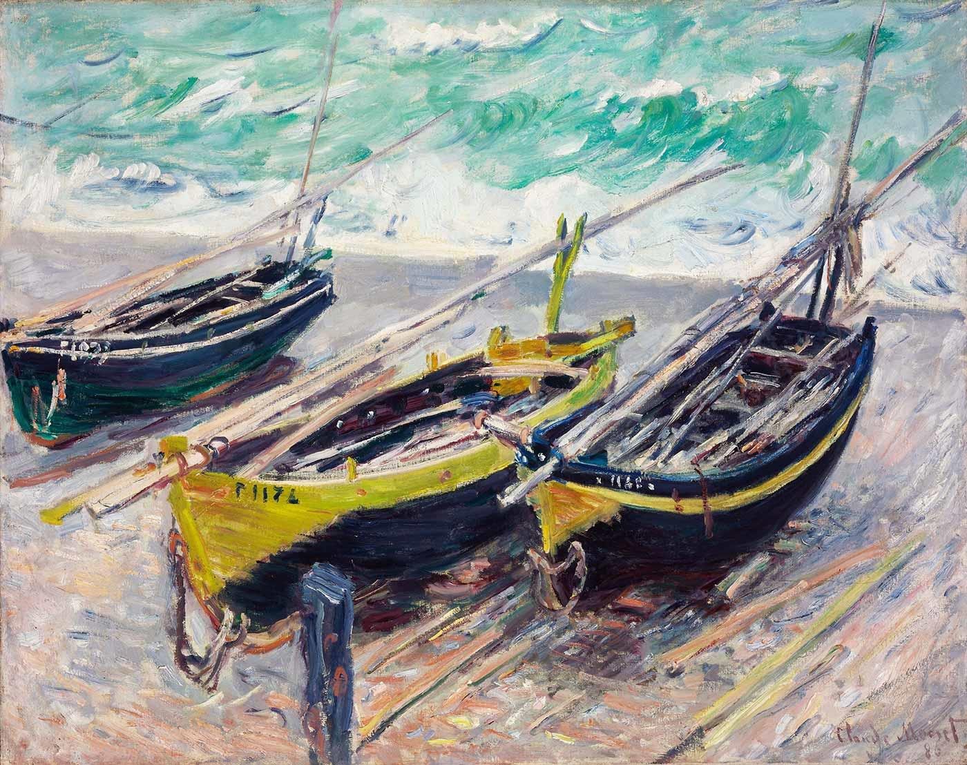 Claude Monet Üç Balıkçı Teknesi Kanvas Tablo