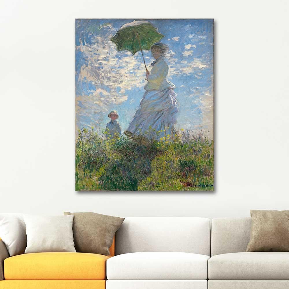 Claude Monet Woman with a Parasol Madame Monet and Her Son Art Print