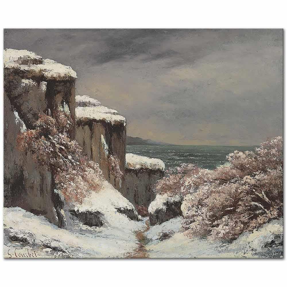 Gustave Courbet Kar Altında Falezler Kanvas Tablo