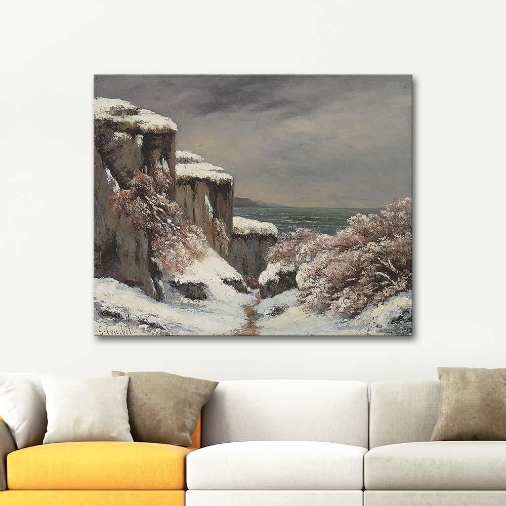 Gustave Courbet Kar Altında Falezler Kanvas Tablo