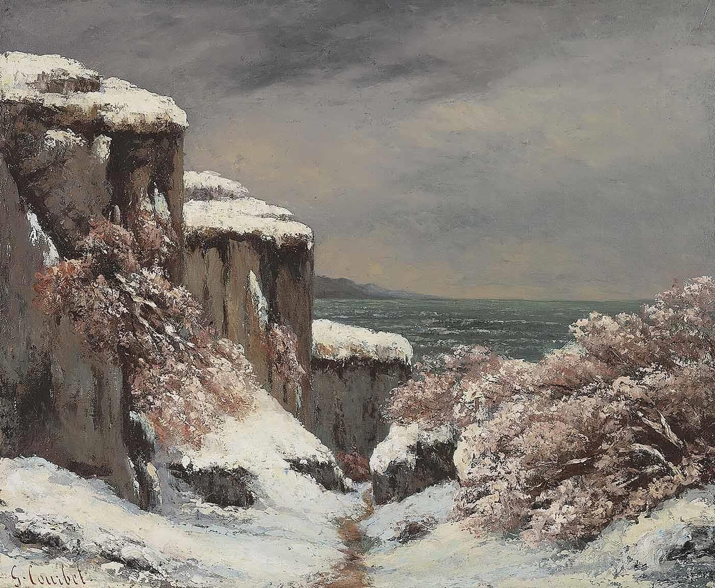 Gustave Courbet Kar Altında Falezler Kanvas Tablo