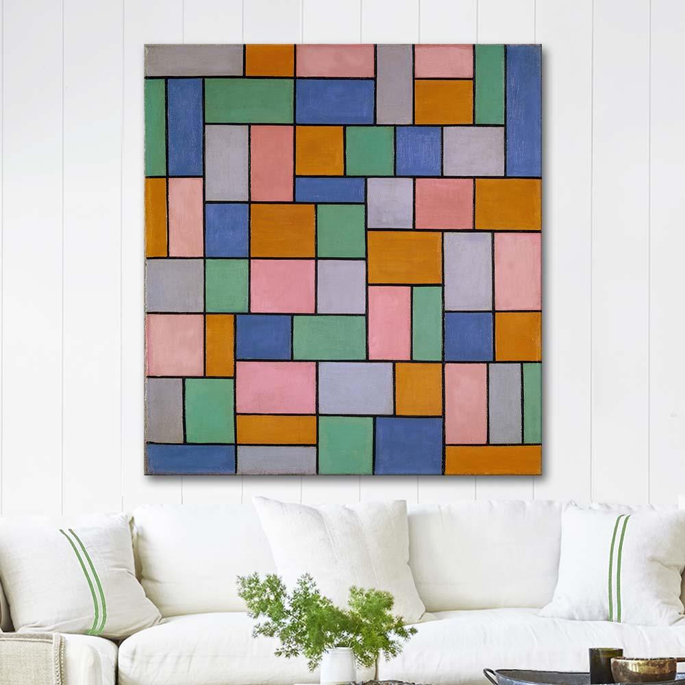 Theo van Doesburg Uyumsuz Kompozisyon Kanvas Tablo