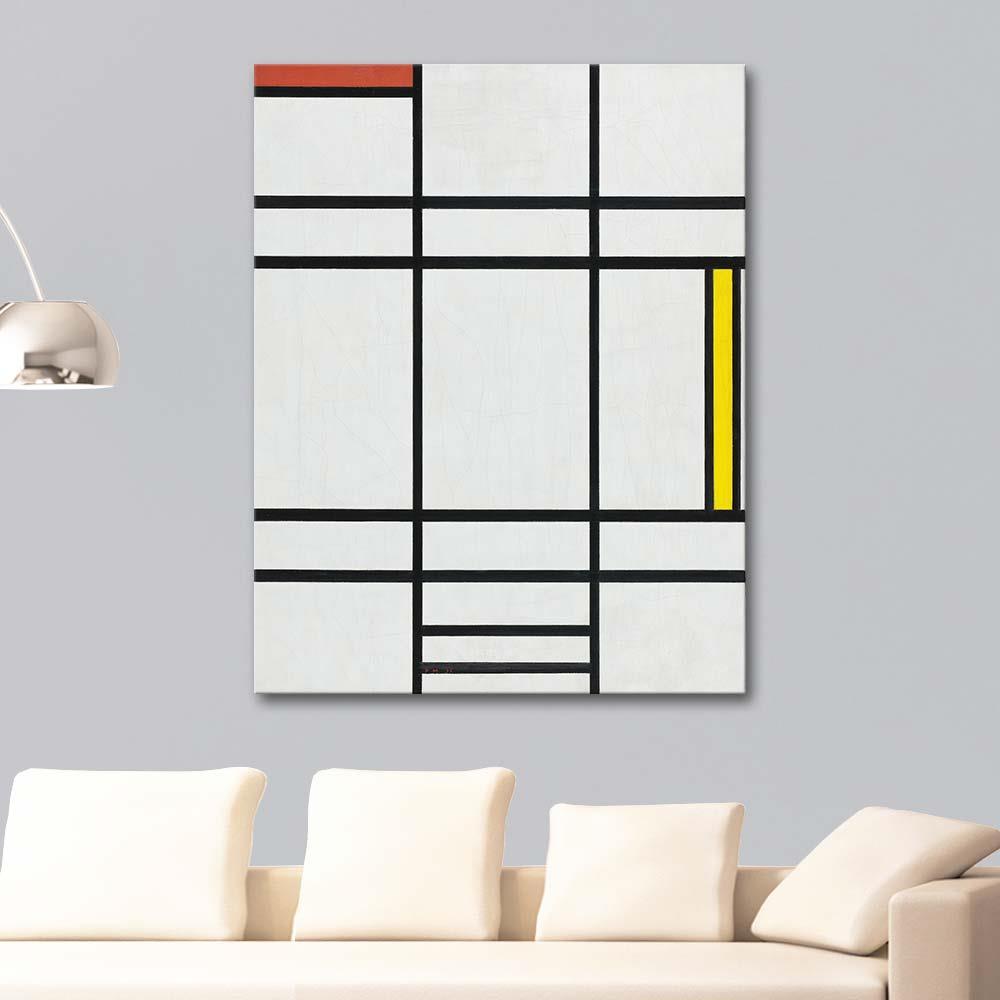Piet Mondrian Beyaz, Kırmızı ve Sarı Kompozisyon Kanvas Tablo