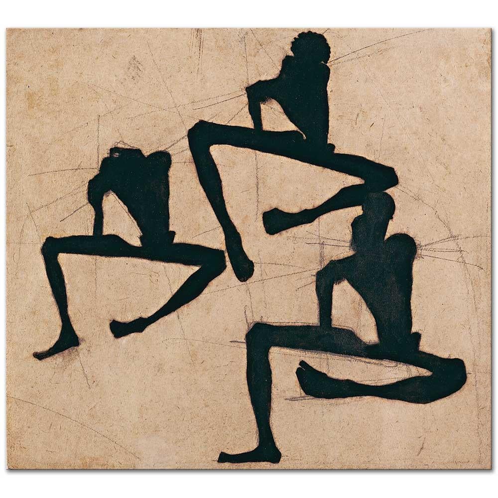 Egon Schiele Üç Erkek Nü ile Kompozisyon Kanvas Tablo