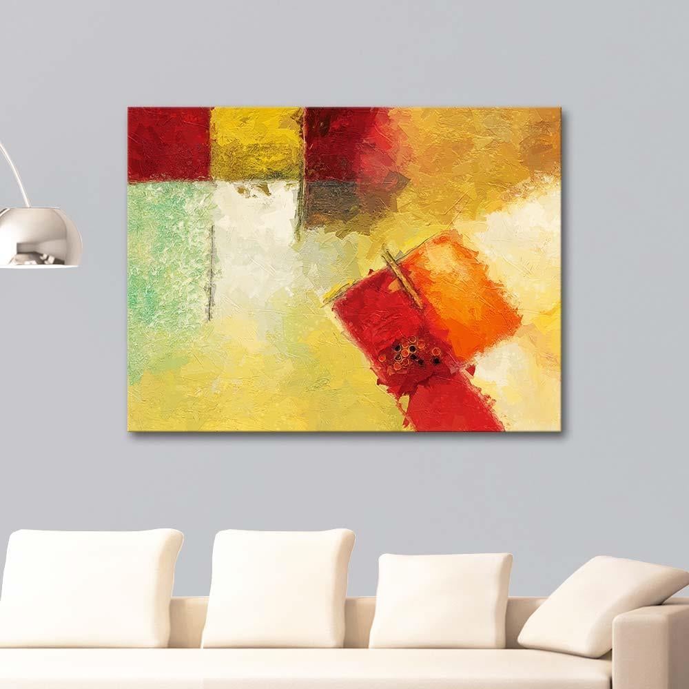 Sarı ve Kırmızılı Kompozisyon 02 Kanvas Tablo