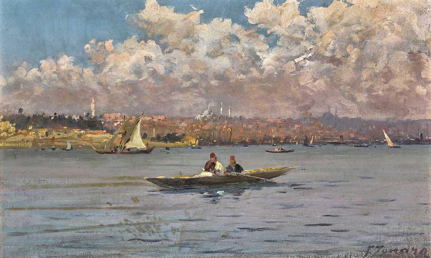 Fausto Zonaro Boğaziçinden İstanbul Kanvas Tablo