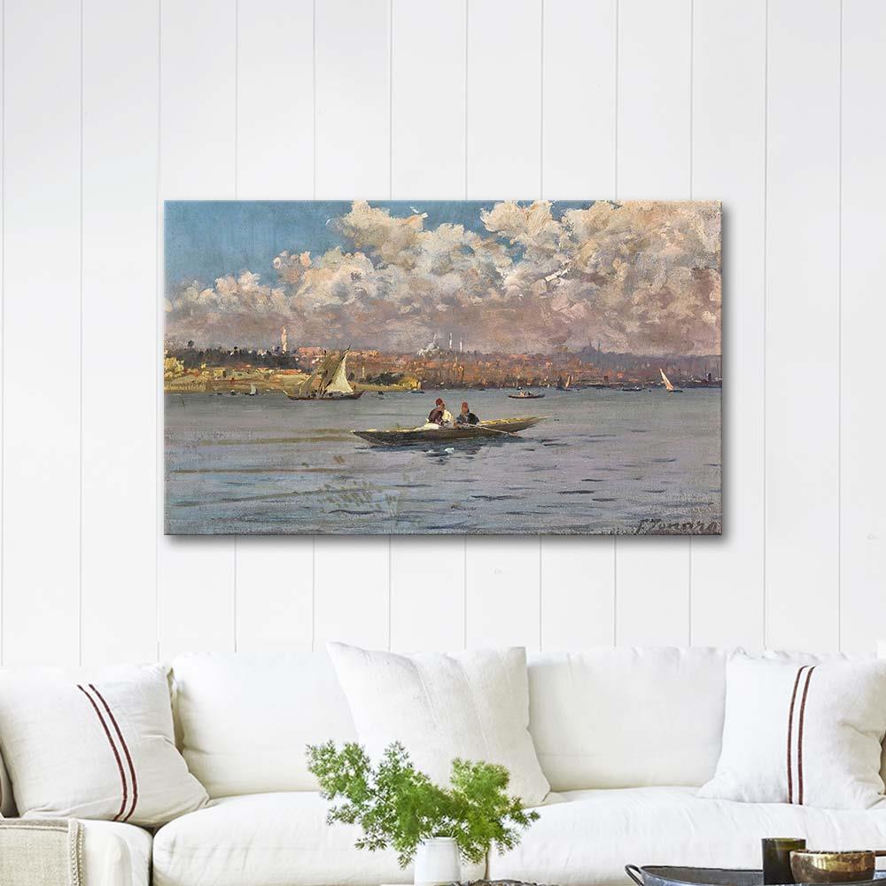 Fausto Zonaro Boğaziçinden İstanbul Kanvas Tablo