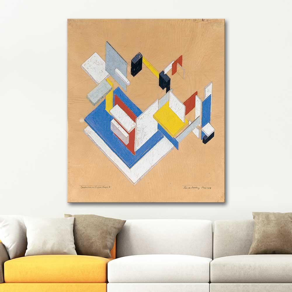 Theo van Doesburg Uzay Zamanda Konstruksiyon II Kanvas Tablo