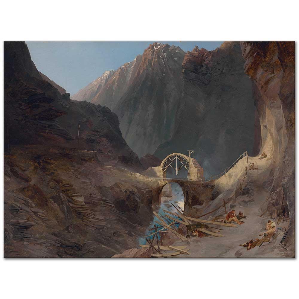Carl Blechen Şeytanköprüsü İnşaatı Kanvas Tablo