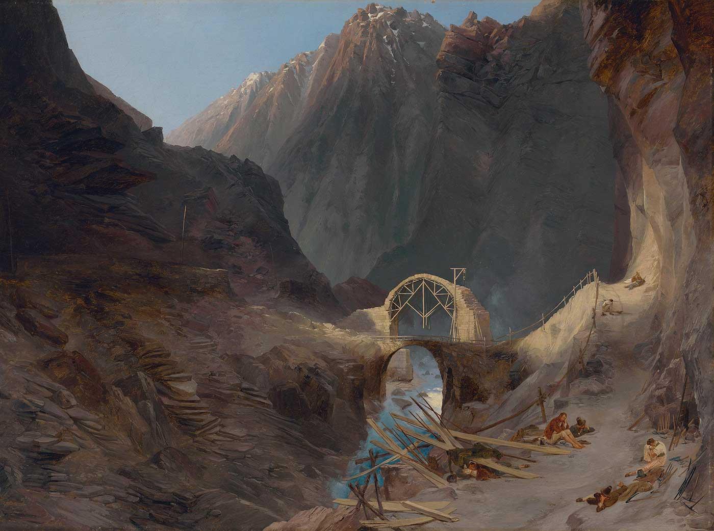 Carl Blechen Şeytanköprüsü İnşaatı Kanvas Tablo