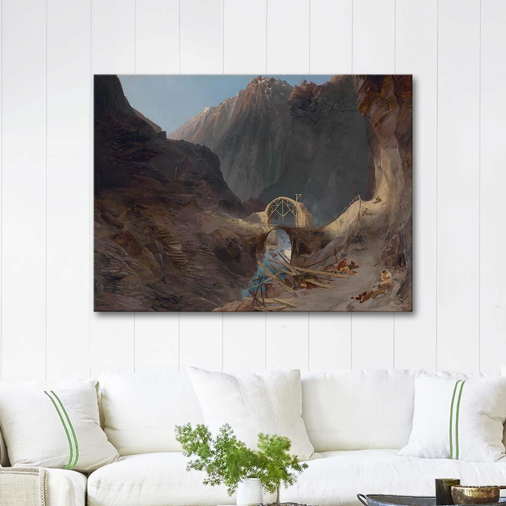 Carl Blechen Şeytanköprüsü İnşaatı Kanvas Tablo