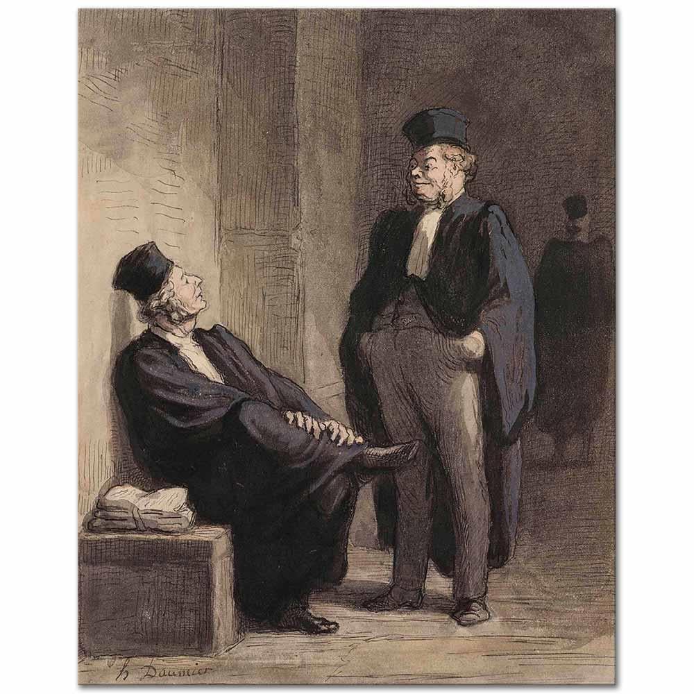 Honore Daumier Avukatların Sohbeti Kanvas Tablo