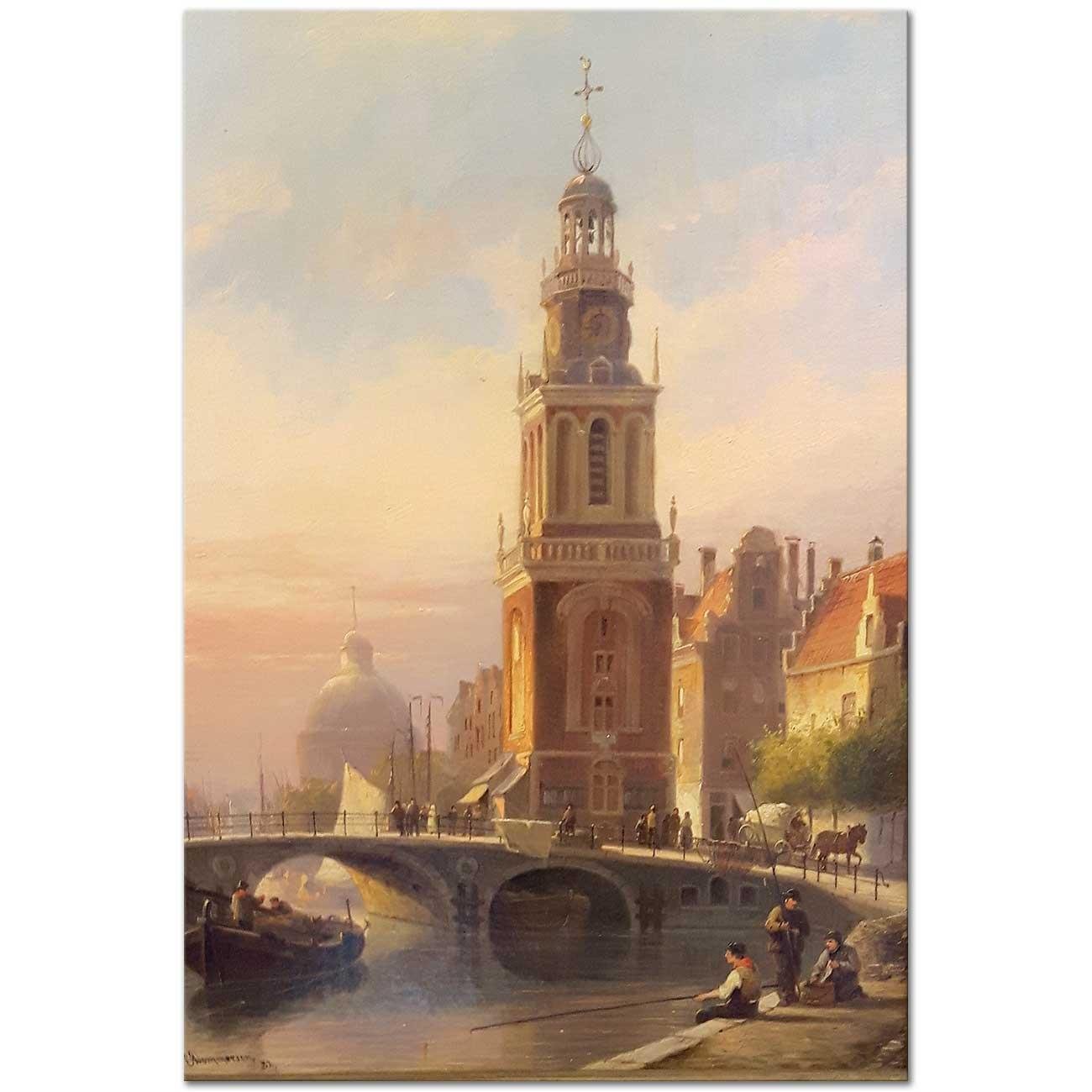 Cornelis Christiaan Dommersen Amsterdam Kanvas Tablo