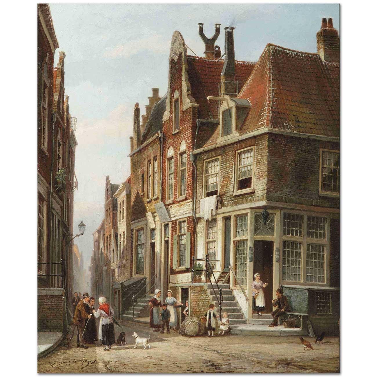 Cornelis Christiaan Dommersen Yahudi Mahallesi Amsterdam Kanvas Tablo